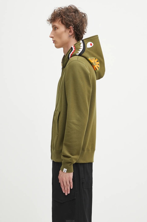 A Bathing Ape felpa in cotone 1st shark 1K70115005 verde SS25