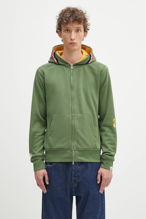 A Bathing Ape felpa in cotone 2nd shark applique verde 1K70115006