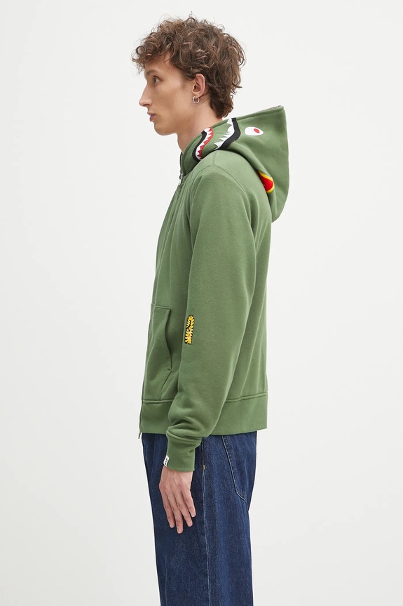 A Bathing Ape felpa in cotone 2nd shark 1K70115006 verde SS25