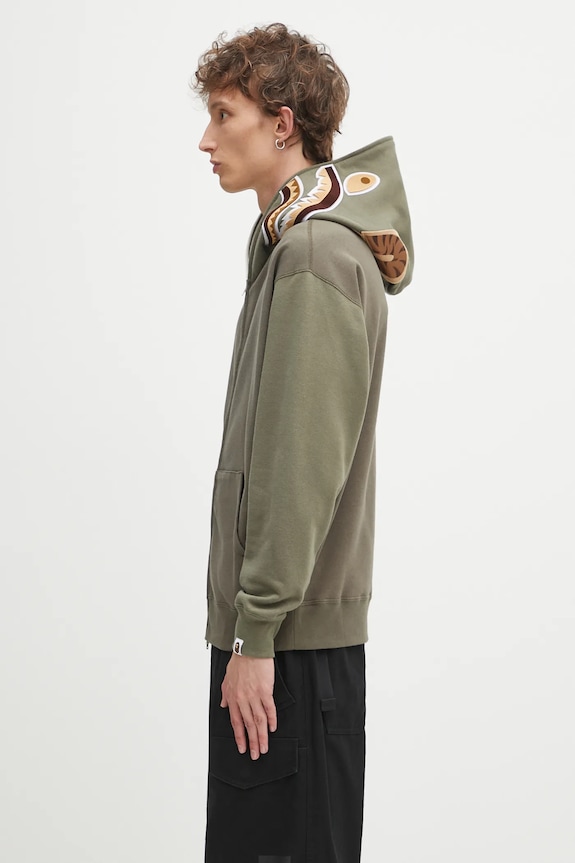 Бавовняна кофта A Bathing Ape Shark 1K70115312 зелений SS25