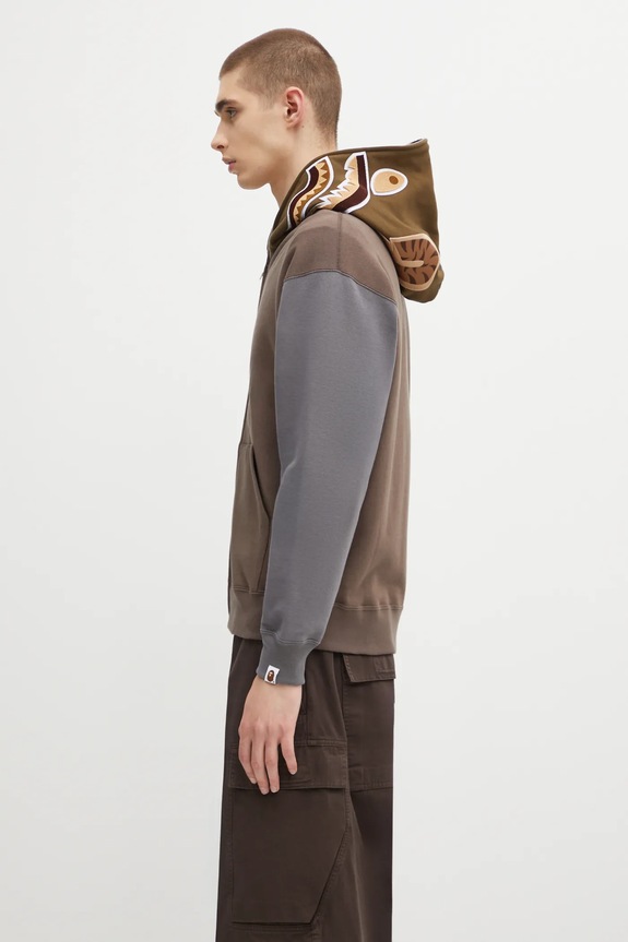 Βαμβακερή μπλούζα A Bathing Ape Shark 1K70115312 καφέ SS25