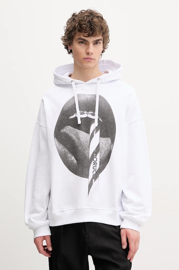 Fiorucci cotton sweatshirt Mouth Print Relaxed Fit Hoodie U02SPSHO092CJ05WH05 white SS25
