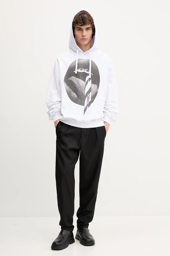 Fiorucci cotton sweatshirt Mouth Print Relaxed Fit Hoodie white U02SPSHO092CJ05WH05