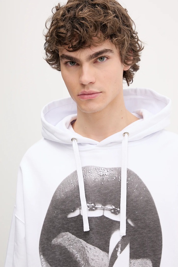 Fiorucci cotton sweatshirt Mouth Print Relaxed Fit Hoodie U02SPSHO092CJ05WH05