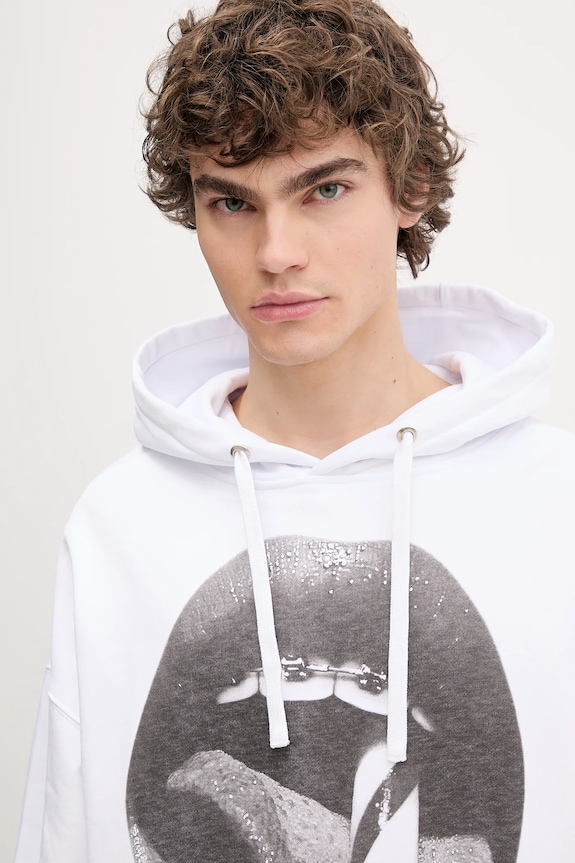 Fiorucci cotton sweatshirt Mouth Print Relaxed Fit Hoodie U02SPSHO092CJ05WH05