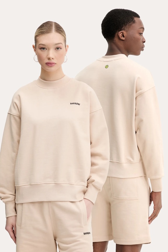 Βαμβακερή μπλούζα Barrow χωρίς κουκούλα μπεζ S5BWUASW080