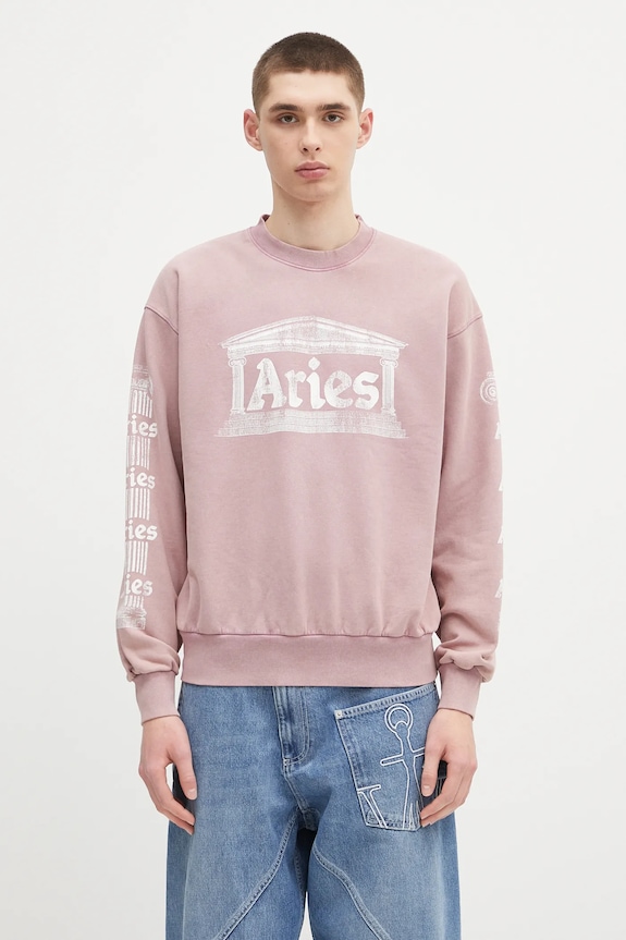 Aries hanorac de bumbac Aged Ancient Column Sweat print roz AR2003303