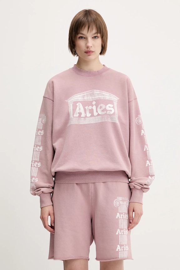 Aries cotton sweatshirt Aged Ancient Column Sweat AR2003303 pink SS25