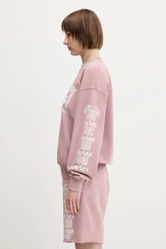 Aries hanorac de bumbac Aged Ancient Column Sweat roz AR2003303