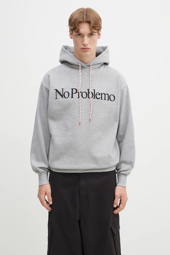 No Problemo hanorac de bumbac No Problemo Hoodie print gri NP2001203