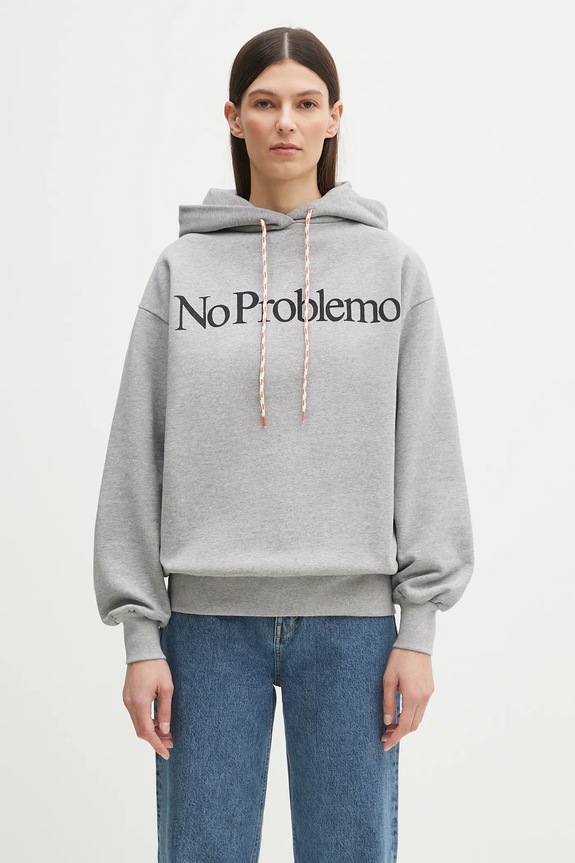 No Problemo hanorac de bumbac No Problemo Hoodie NP2001203 gri SS25