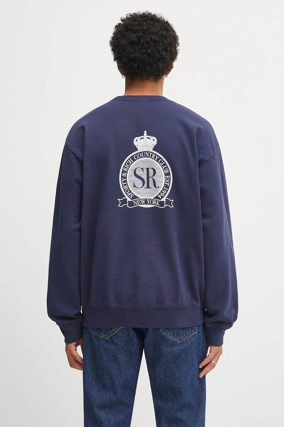 Sporty & Rich bluza bawełniana Royal Club wzorzyste granatowy ST071620219BL106