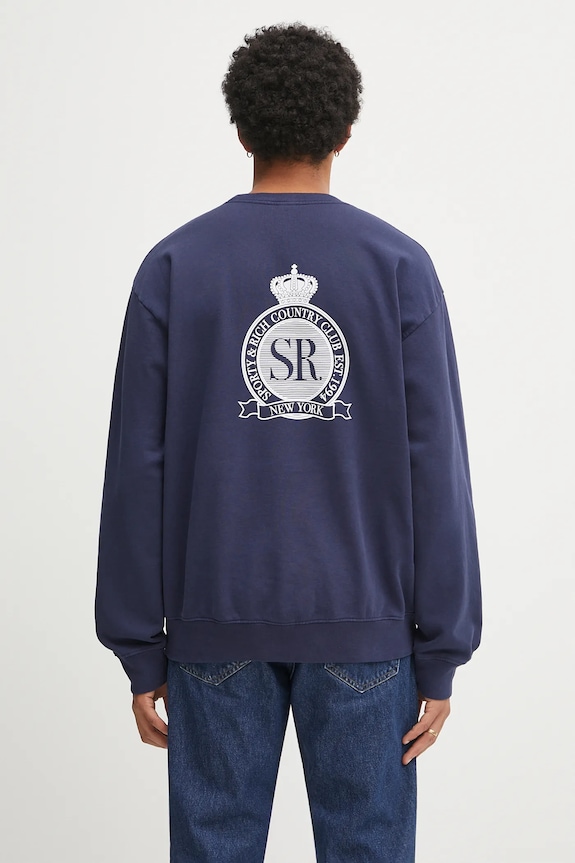 Sporty & Rich bluza bawełniana Royal Club wzorzyste granatowy ST071620219BL106