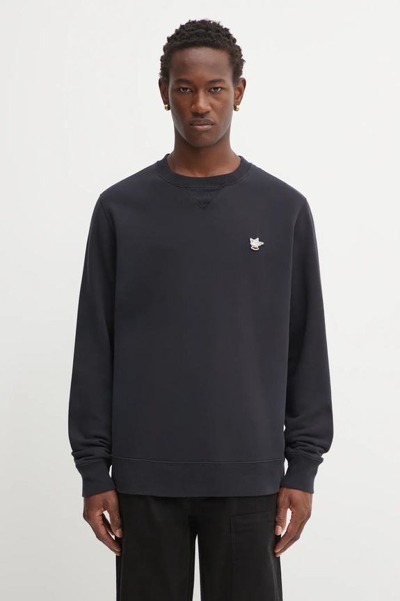 Café Kitsuné cotton sweatshirt Barista Fox Patch Regular plain black OU00301KM0330