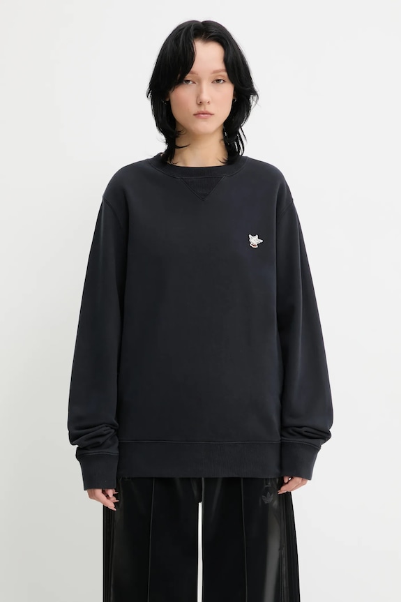 Café Kitsuné cotton sweatshirt Barista Fox Patch Regular OU00301KM0330 black SS25