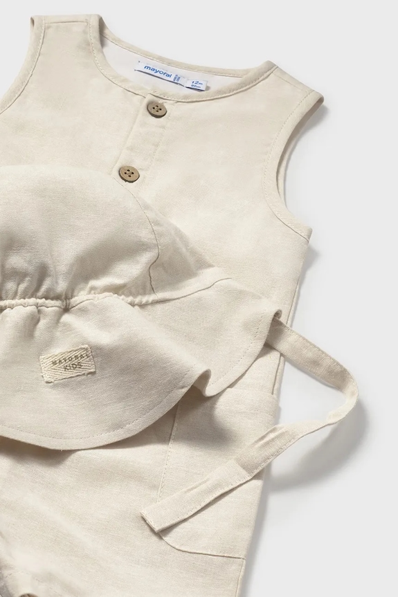 Chłopiec Mayoral rampers i kapelusz niemowlęcy 1643.3B.Baby.PPYA beżowy