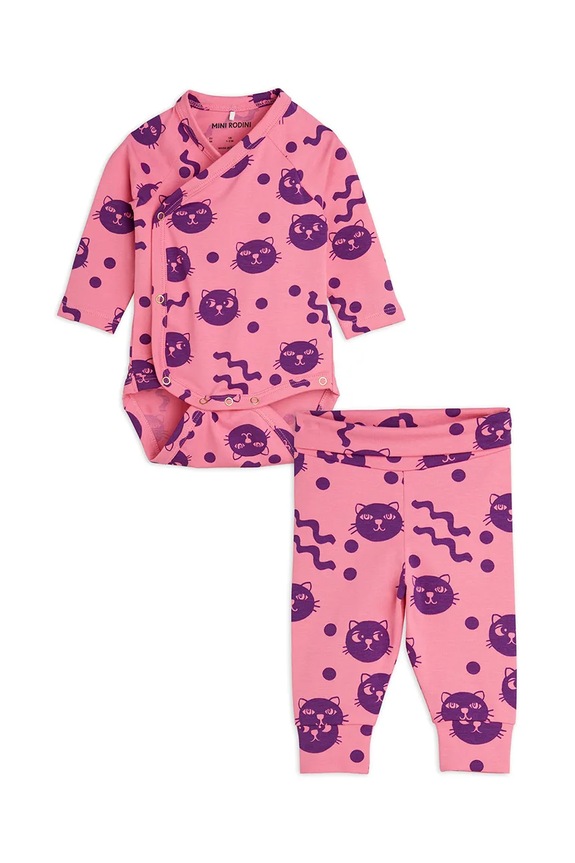 Mini Rodini set per bambini Squiggly cats Planet friendly rosa 2514010528