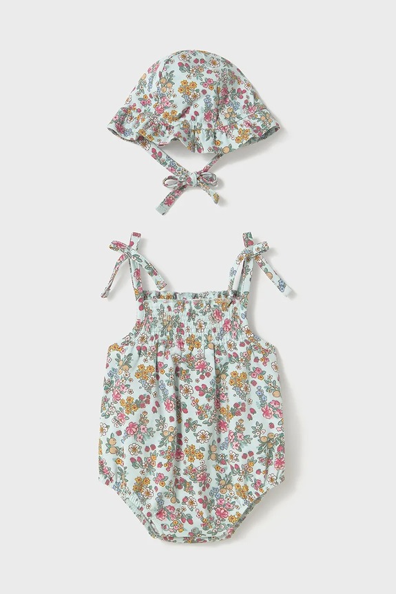 Mayoral Newborn rampers bawełniany niemowlęcy turkusowy 1667.2M.Newborn.PPYH