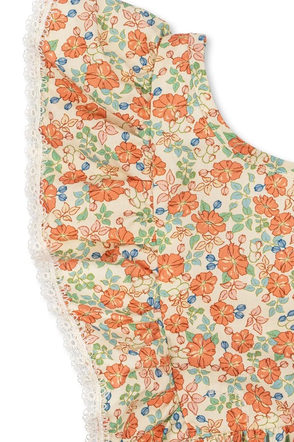 Konges Sløjd body bawełniane niemowlęce VERBENA ROMPER GOTS pomarańczowy KS102299