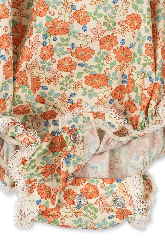 Konges Sløjd body bawełniane niemowlęce VERBENA ROMPER GOTS KS102299 pomarańczowy