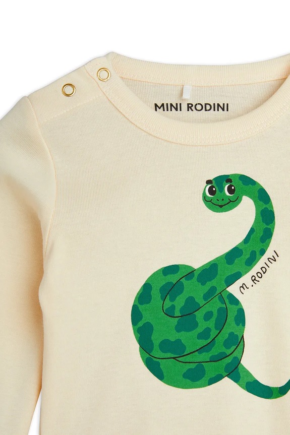 Fiú Mini Rodini pamut baba body Snake 2514010911 bézs