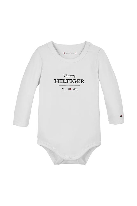 Бебешко боди от памук Tommy Hilfiger бял KN0KN01974.PPYA