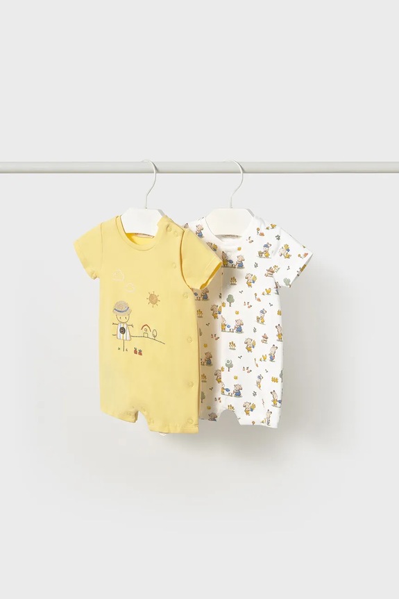 Mayoral Newborn rampers niemowlęcy 2-pack 2-pack żółty 1707.1D.Newborn.PPYH