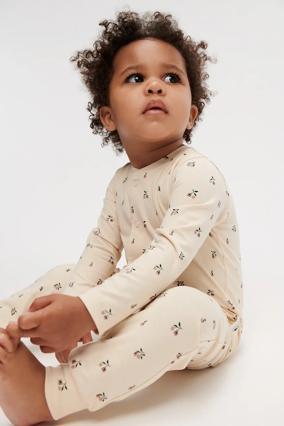 Liewood tutine di cotone neonato/a Birk Printed Pyjamas Jumpsuit Planet friendly beige LW19856