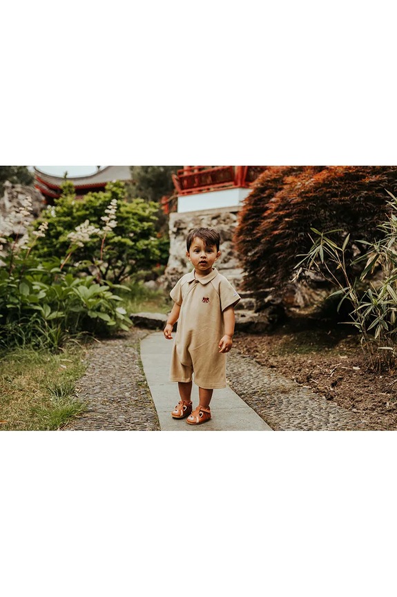 Otroški bombažni romper Donsje Adriaen Playsuit Red Panda 3035602 bež
