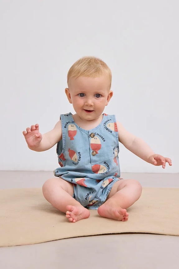 Otroški bombažni romper Bobo Choses Morning Egg turkizna 125AB077