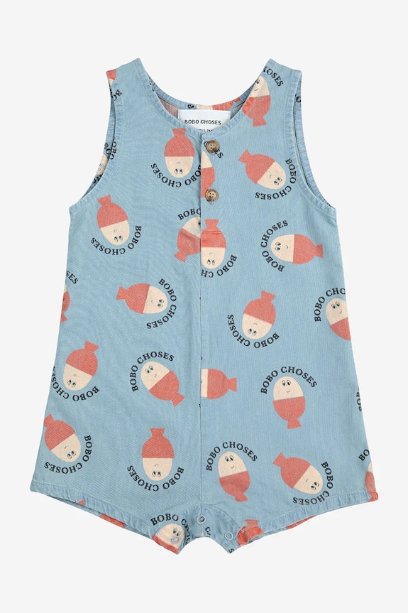 Otroški bombažni romper Bobo Choses Morning Egg 125AB077 turkizna SS25