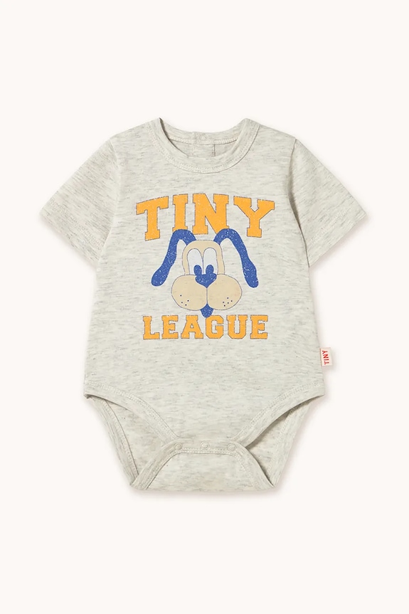 Bavlněné kojenecké body Tinycottons TINY LEAGUE GRAPHIC BODY šedá SS25.084
