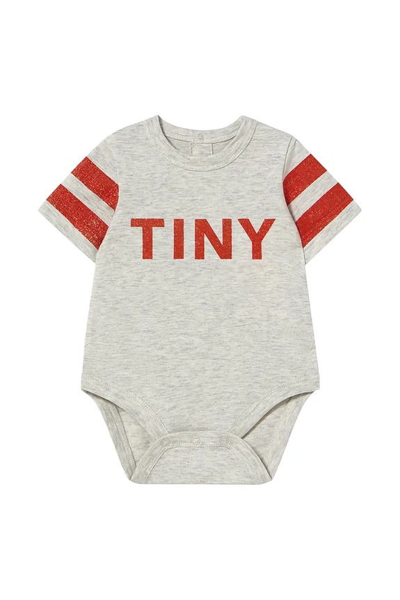 Tinycottons body bawełniane niemowlęce STRIPES LOGO BODY SS25.146 szary SS25