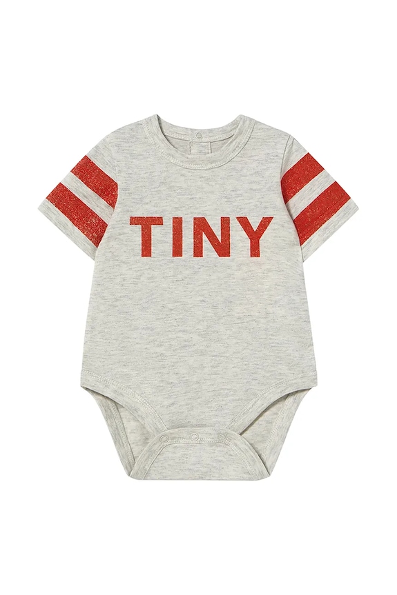 Tinycottons body bawełniane niemowlęce STRIPES LOGO BODY SS25.146 szary SS25