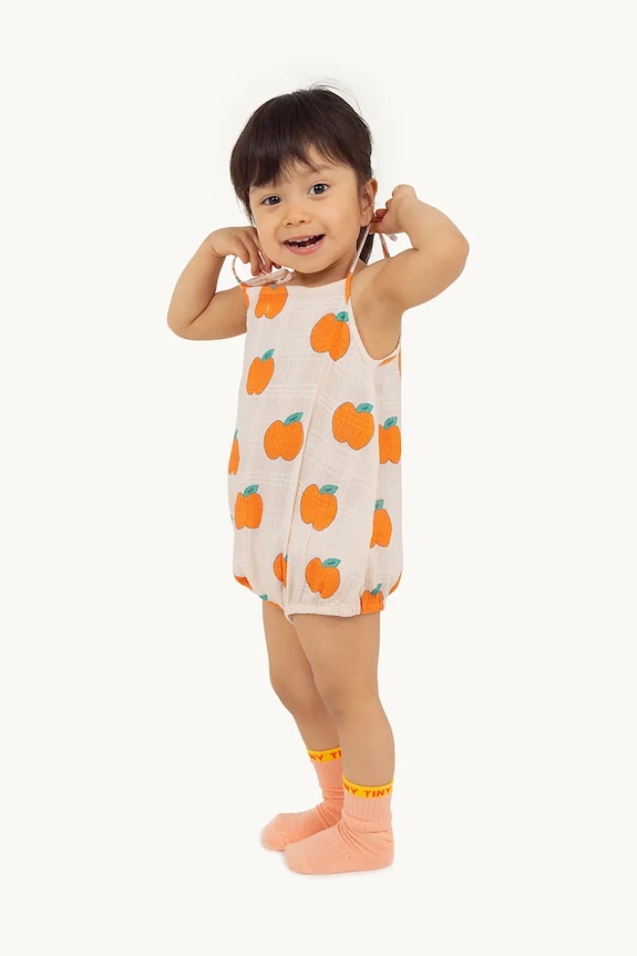 Βαμβακερά φορμάκια για μωρά Tinycottons APPLES STRAPS BODY μπεζ SS25.163