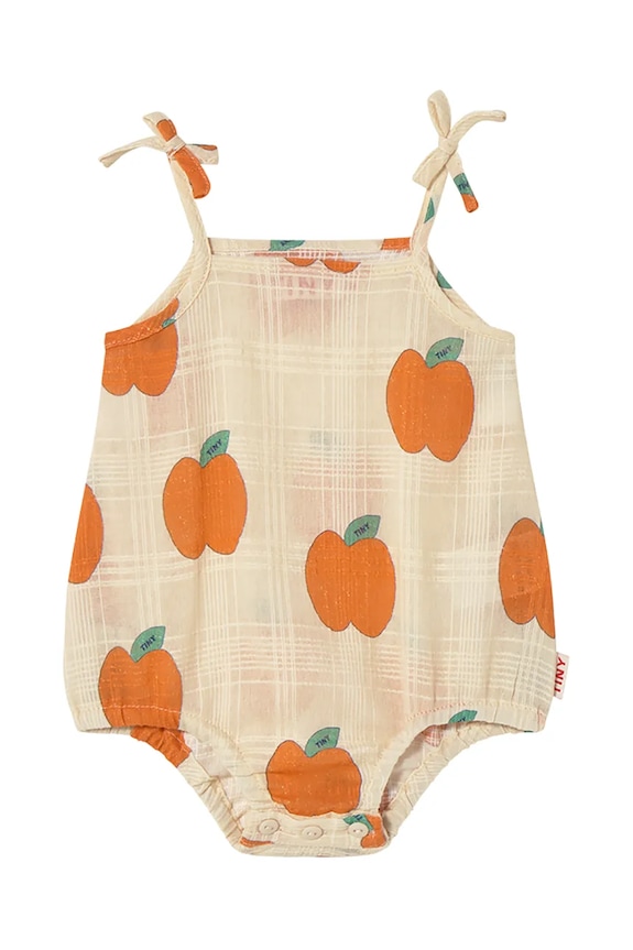 Βαμβακερά φορμάκια για μωρά Tinycottons APPLES STRAPS BODY SS25.163 μπεζ SS25