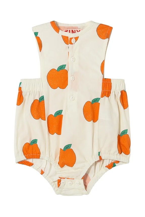 Tinycottons body bawełniane niemowlęce APPLES WOVEN BODY SS25.200 beżowy SS25
