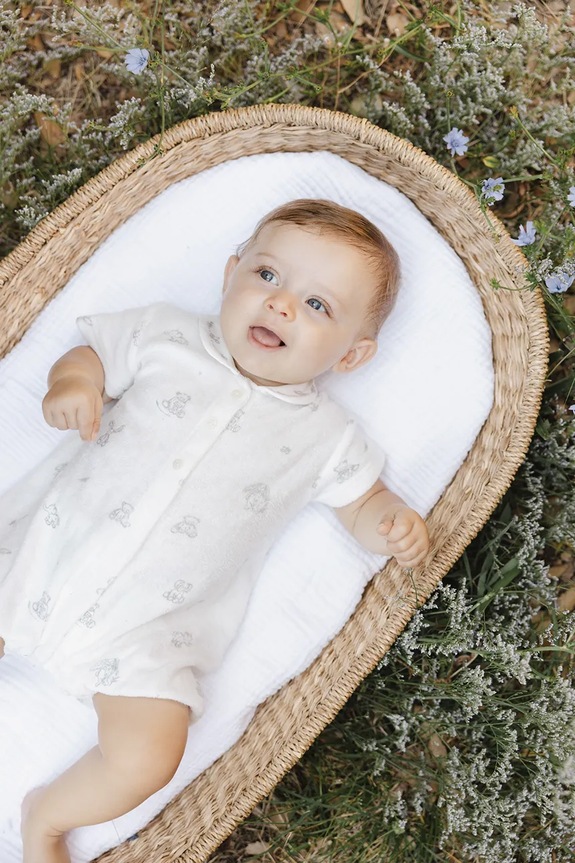 Tartine et Chocolat rampers bawełniany niemowlęcy biały CA33080