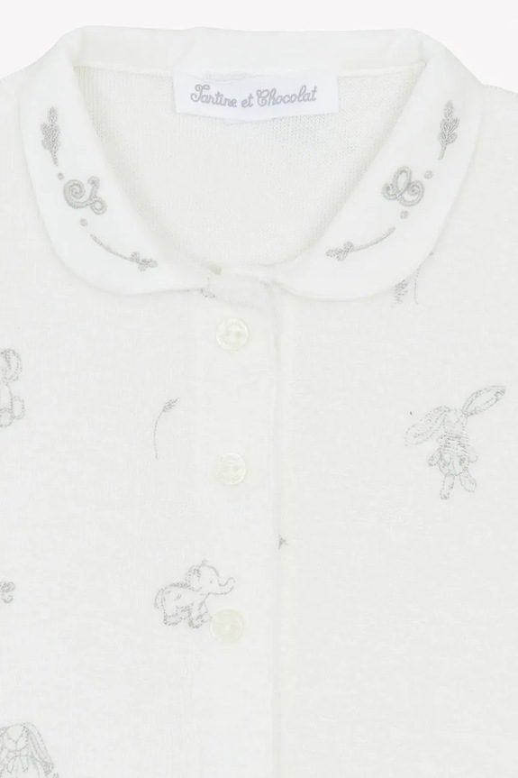 Tartine et Chocolat rampers bawełniany niemowlęcy biały CA33080