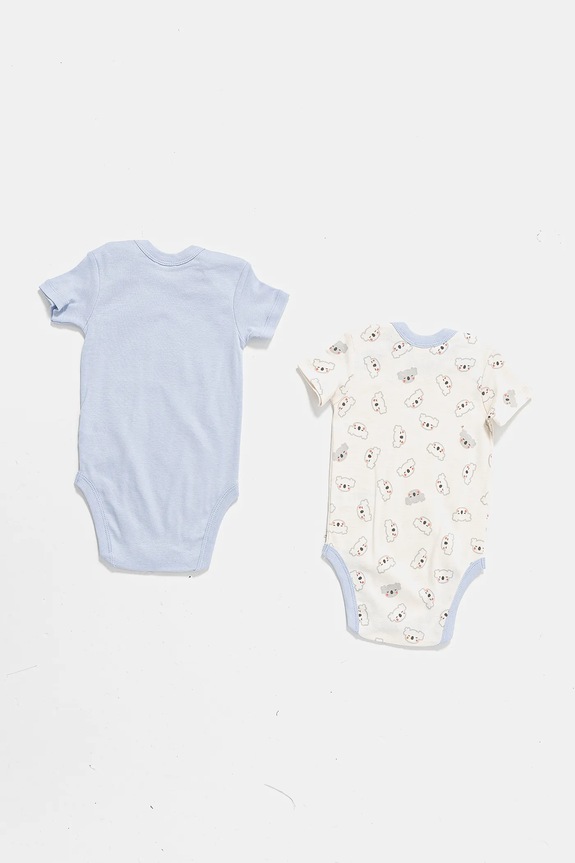 United Colors of Benetton body bawełniane niemowlęce 2-pack 3GI70B00X.W.Seasonal niebieski SS25