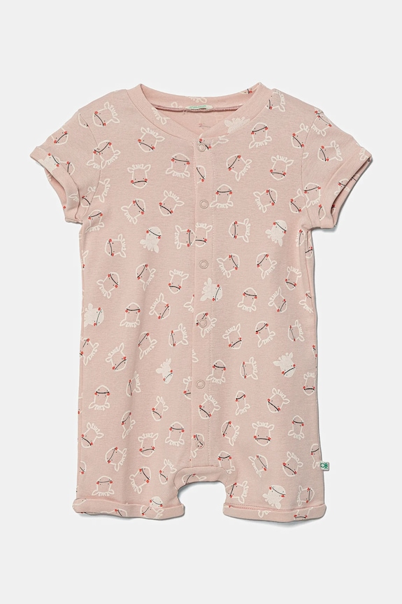 United Colors of Benetton rampers in cotone neonato/a Planet friendly rosa 3PWB0T02E.W.Seasonal