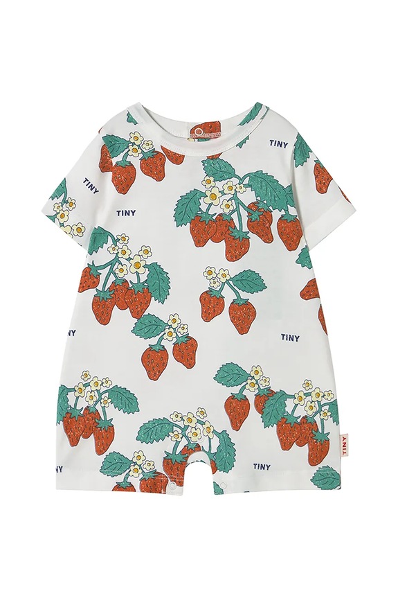 Tinycottons rampers bawełniany niemowlęcy STRAWBERRIES ONE-PIECE Produkt niemowlęcy beżowy SS25.005