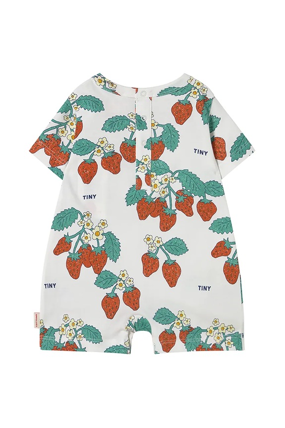 Tinycottons rampers bawełniany niemowlęcy STRAWBERRIES ONE-PIECE SS25.005 beżowy SS25