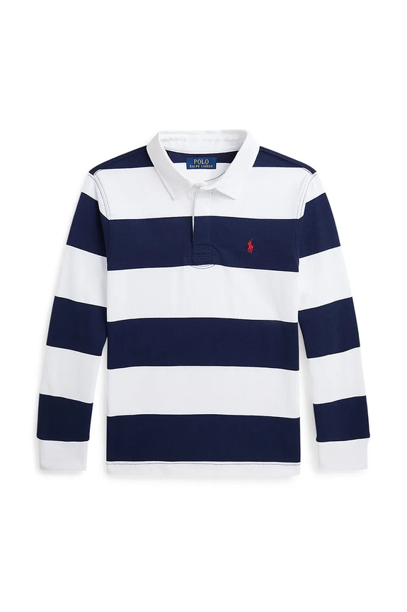 Detská bavlnená košeľa s dlhým rukávom Polo Ralph Lauren 323932280001 tmavomodrá SS25