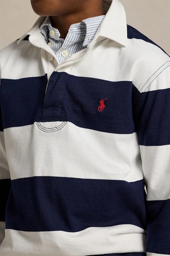Detská bavlnená košeľa s dlhým rukávom Polo Ralph Lauren tmavomodrá 323932280001