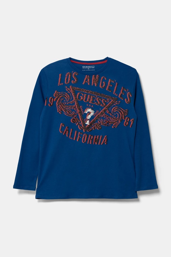 Хлопковый детский лонгслив Guess хлопок голубой L5RI01.K8HM4.PPYA