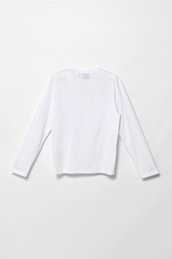 Dječja pamučna majica dugih rukava EA7 Emporio Armani 7B000021.AF10378 bijela AW25