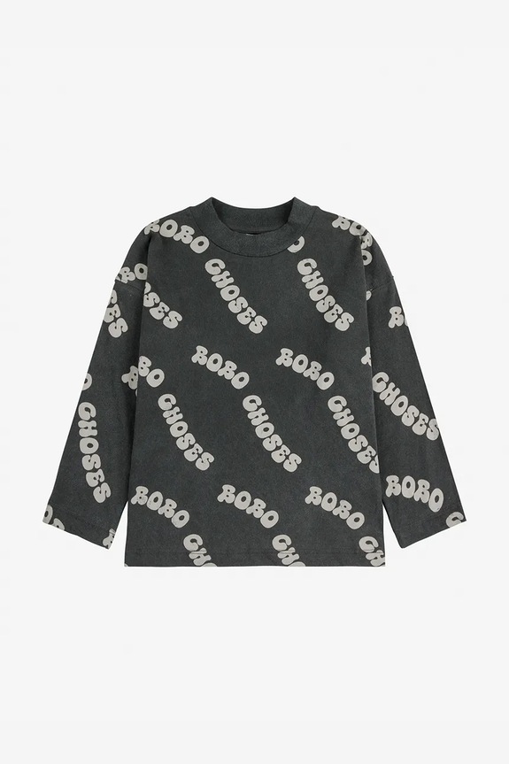 Bobo Choses longsleeve bawełniany dziecięcy Wavy 125AC002 czarny SS25