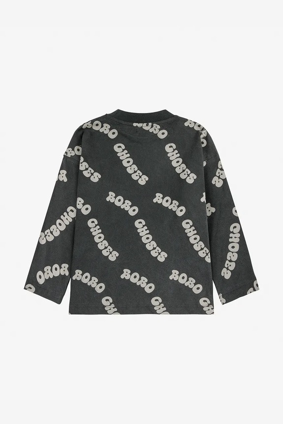 Chłopiec Bobo Choses longsleeve bawełniany dziecięcy Wavy 125AC002 czarny