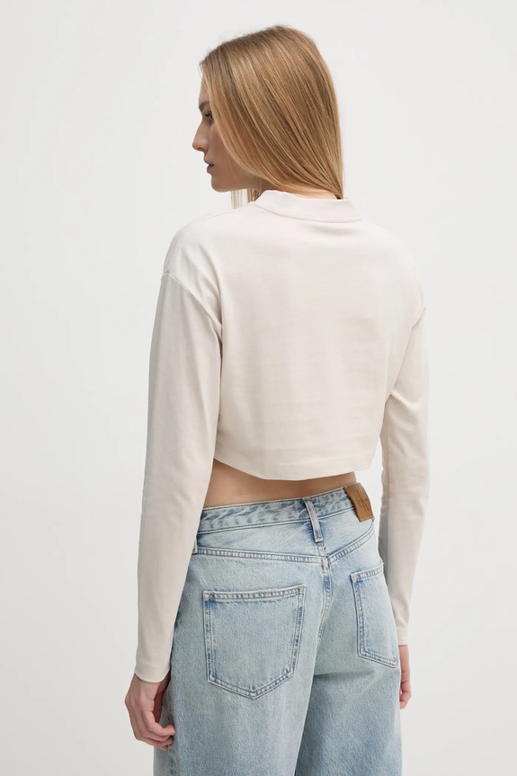 Ρούχα Βαμβακερή μπλούζα με μακριά μανίκια Calvin Klein Jeans J20J224991 μπεζ